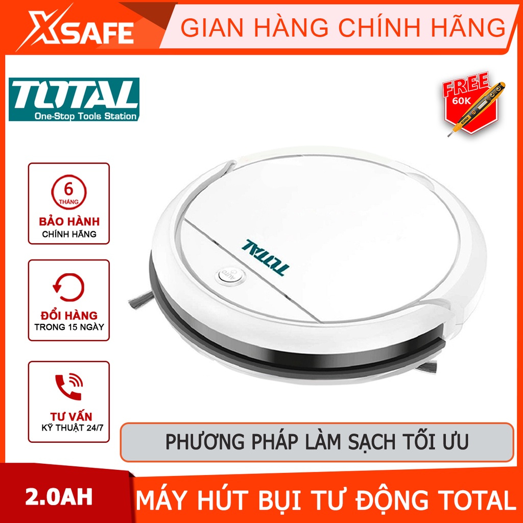 Máy hút bụi tự động dùng pin TOTAL TVCRG30261 13.5V Robot quét nhà, lau nhà kích thước 300*75mm, chế độ sạc pin tự động