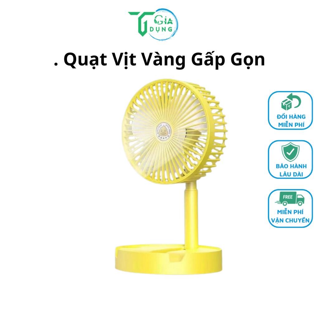 Quạt mini tích điện để bàn con vịt vàng gấp gọn kèm chân sạc tiện dụng mùa hè 2023 hot