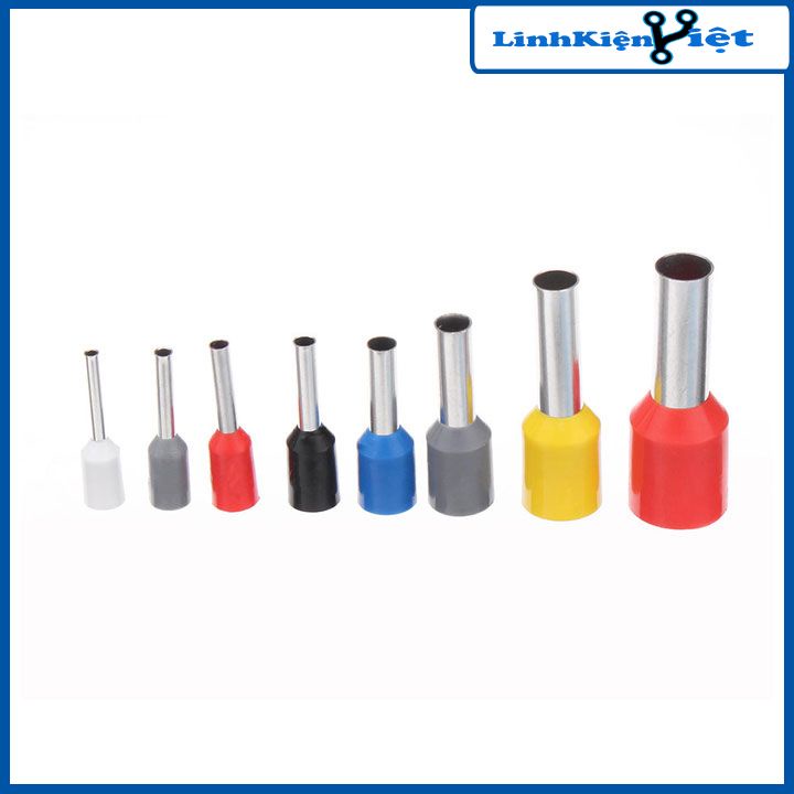 Đầu cos kim đặc PTV1.25-12 màu đỏ vàng xanh dương bọc phủ nhựa (gói 100 chiếc)