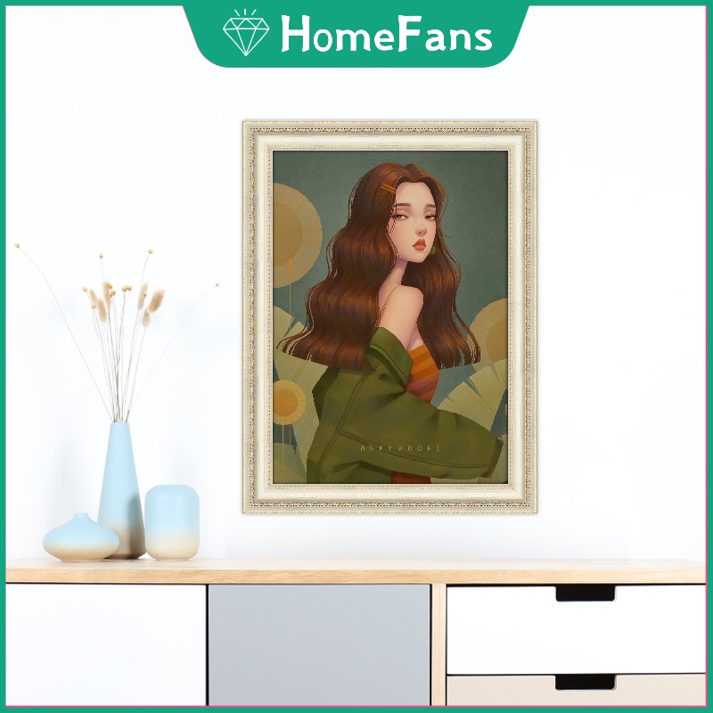 Tranh đính đá 5D tự làm 30x40cm hình cô gái trang trí nhà cửa