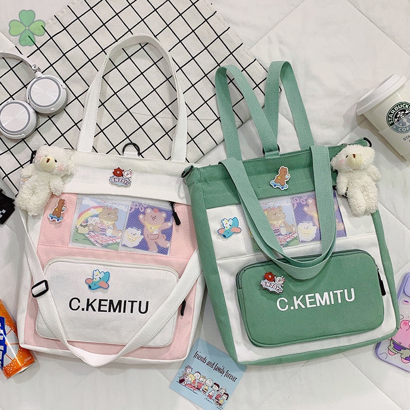 Túi Canvas Đeo Chéo Cỡ Lớn Thời Trang Cho Nữ Sinh