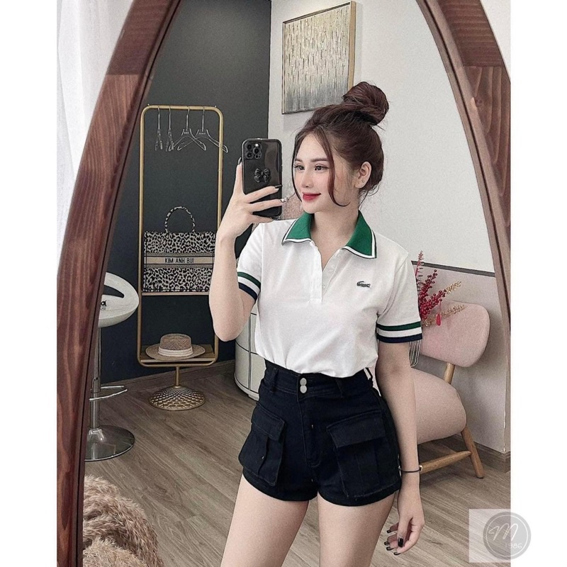 Áo Thun POLO Nữ Tay Lỡ Có Cổ Phông Form Rộng Unisex Trơn