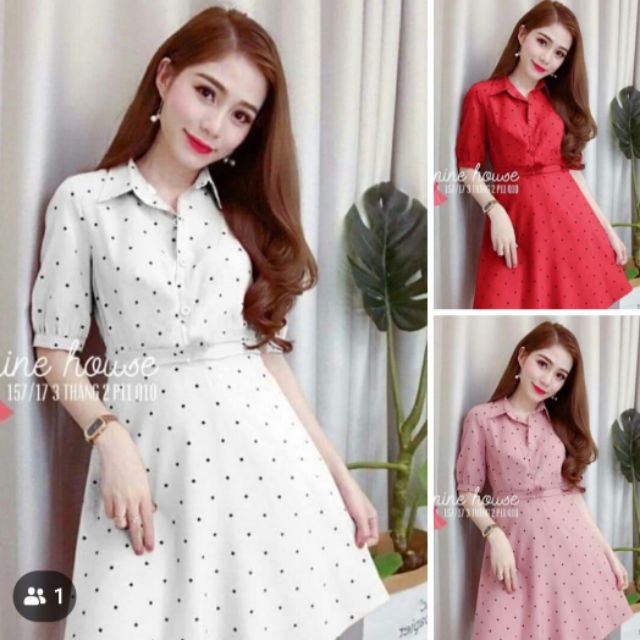 Đầm voan chấm bi