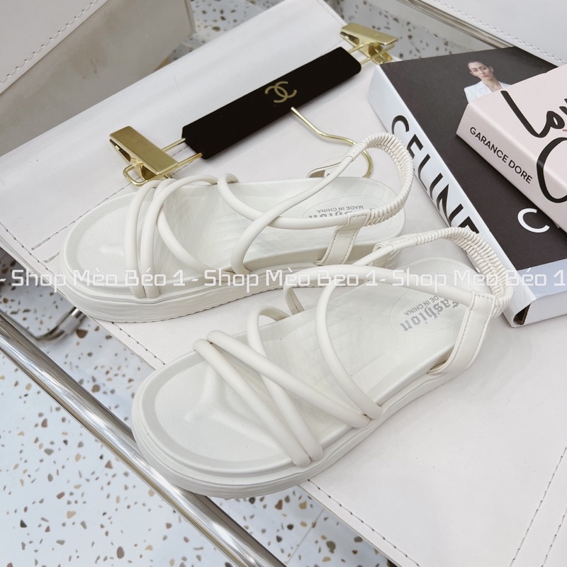 Sandal quai mảnh đan chéo đế bằng fullbox hàng quảng châu cao cấp