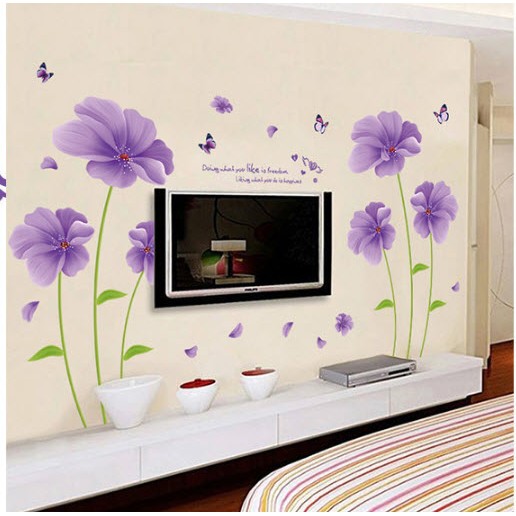 Đề can dán tường đẹp ⚡ FREESHIP ⚡ Hoa tím cánh to - DH043