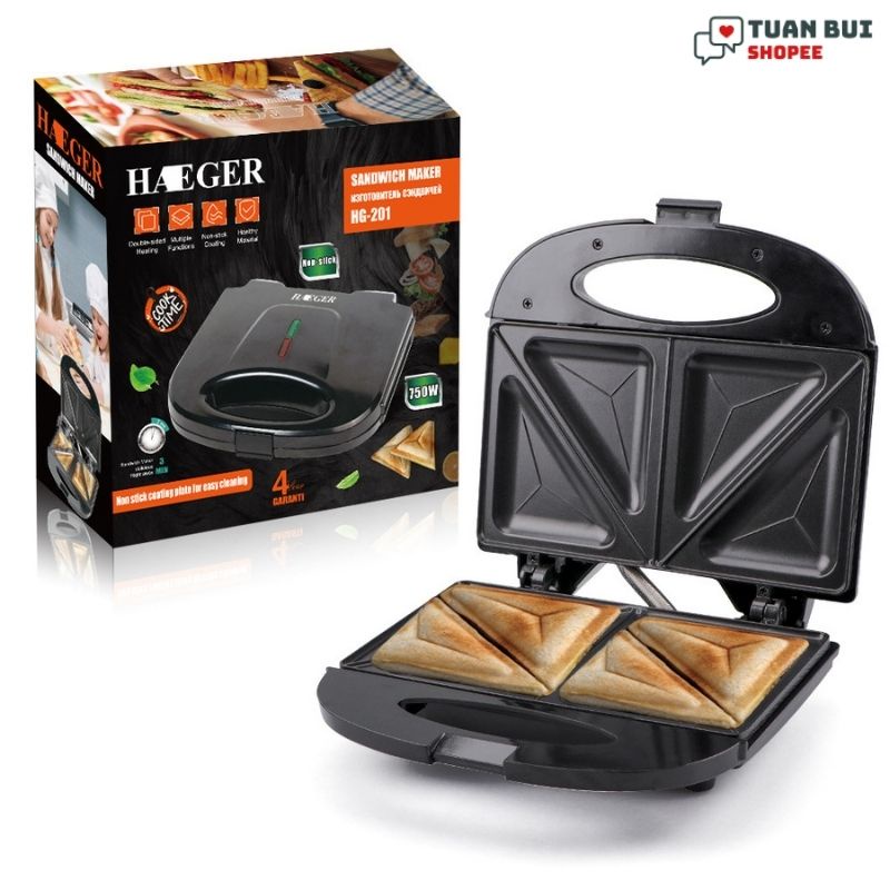 Máy làm bánh hotdog Haeger HG-201 công suất 750W