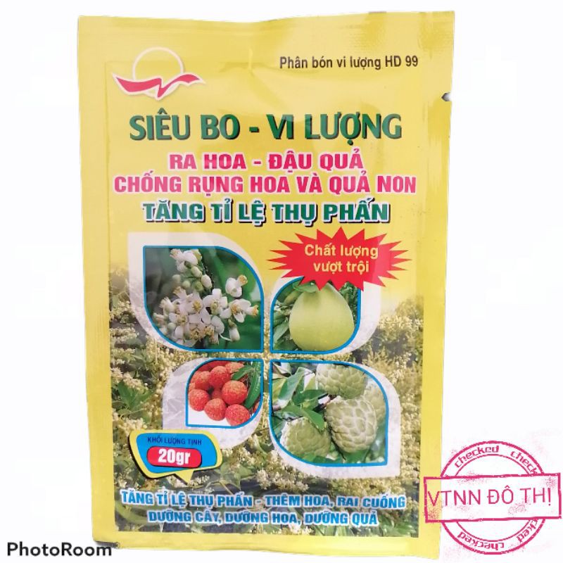 Siêu ra hoa đậu quả - Siêu bo vi lượng - Chống rụng hoa, quả non, dưỡng hoa, dưỡng quả (gói 20gr)