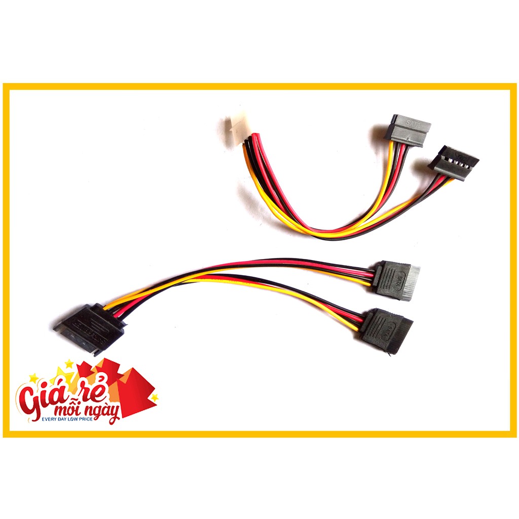 Cáp nguồn sata 1 ra 2 - Chia nguồn sata cho ổ cứng SSD, HDD, DVD ROM