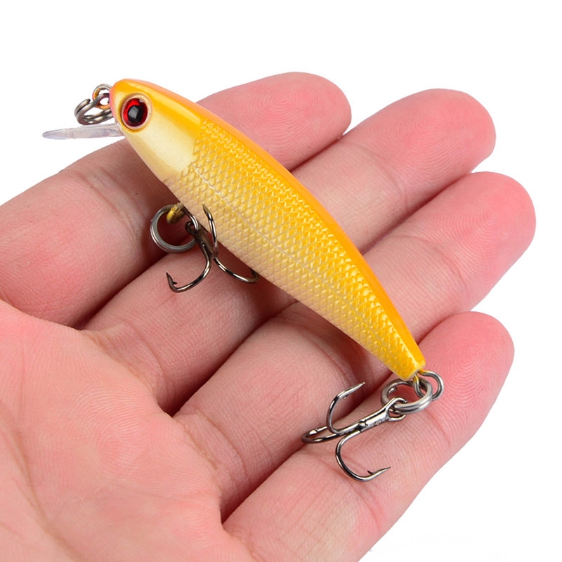 Mồi Giả Câu Cá Bằng Nhựa Cứng 6.5cm / 4.3g ​Kèm 10 Mồi Câu# Mồi Câu Cá Giả Hình Mắt 3D/Bằng Nhựa Cứng Có Móc Câu