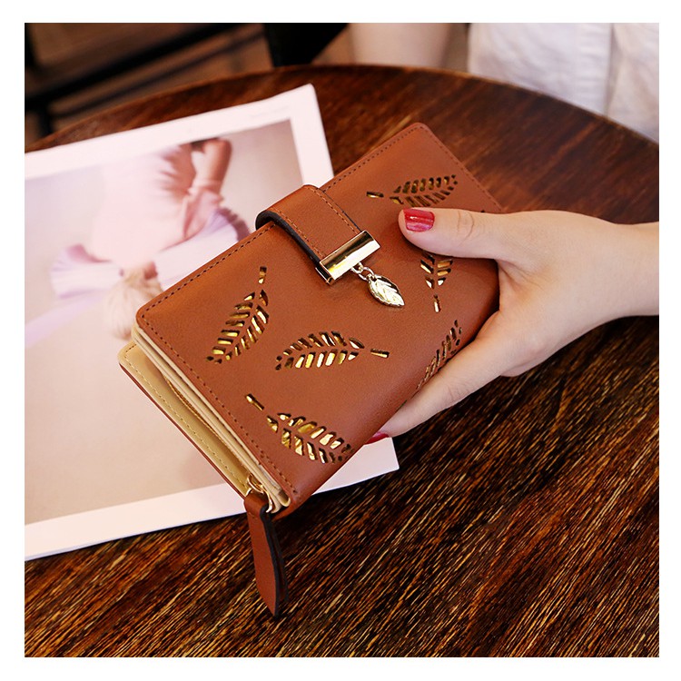 Ví dài chiếc lá/kẻ ô vuông cao cấp phong cách Hàn Quốc 2018 | BigBuy360 - bigbuy360.vn