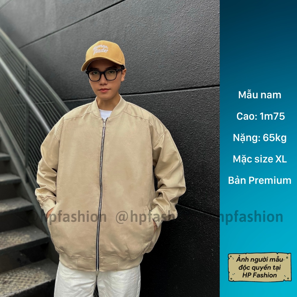 Áo khoác bomber trơn chất kaki bố cao cấp phong cách Hàn Quốc form unisex nam nữ - B02 - Happy Style