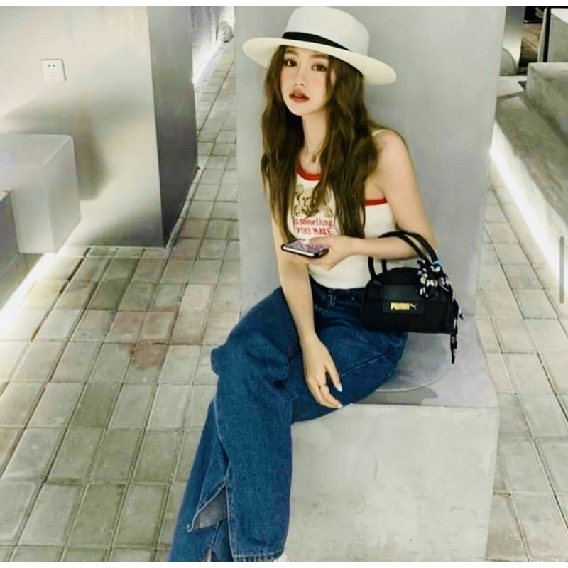 TNS - Túi xách nữ Pumia prime Classics Mini grip bag-trắng chữ hồng