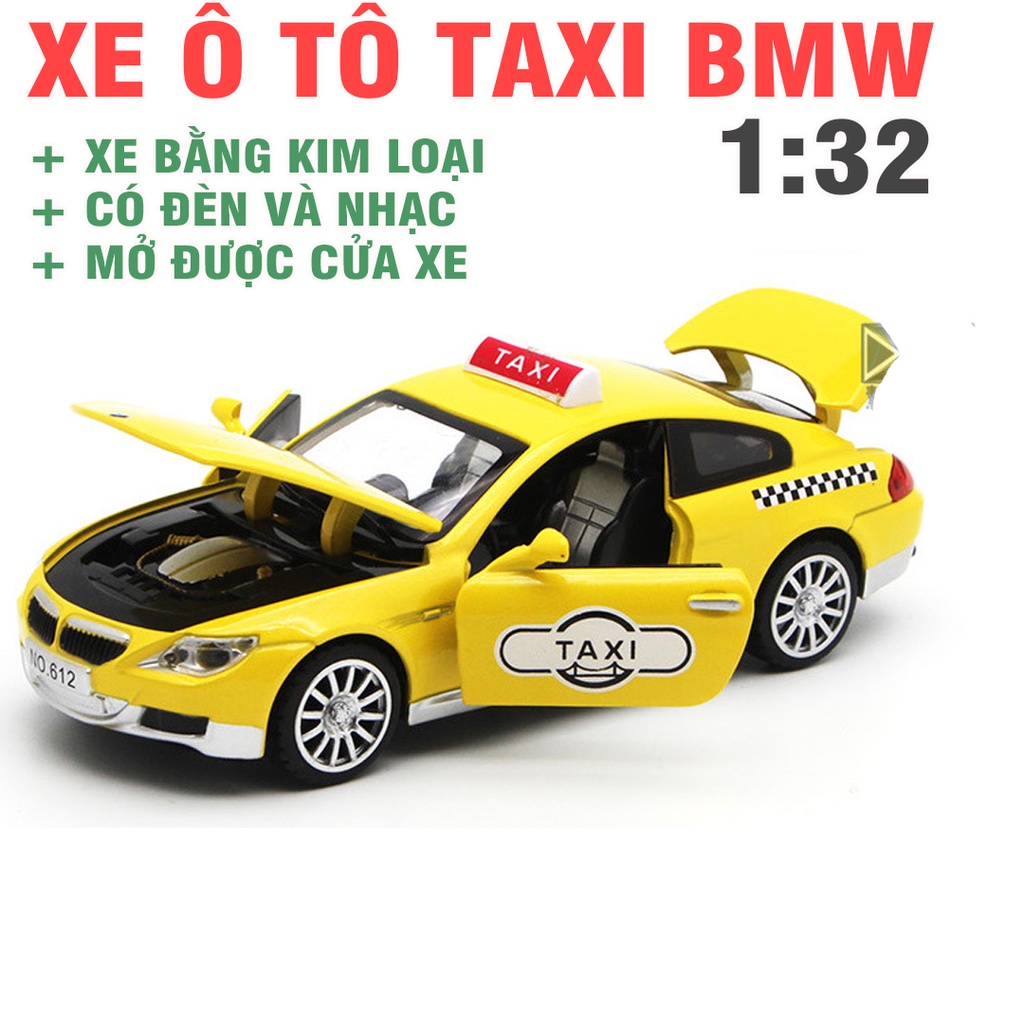 Ô tô taxi chạy cót có âm thanh và đèn ,mở được cửa xe đồ chơi trẻ em