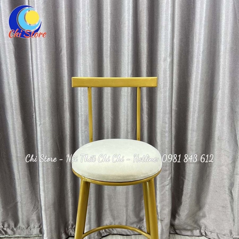 Ghế Bar Tựa Lưng Sang Chảnh, Ghế Trang Điểm, Makeup Chân Vàng Gold Tĩnh Điện Độ Bền Cao