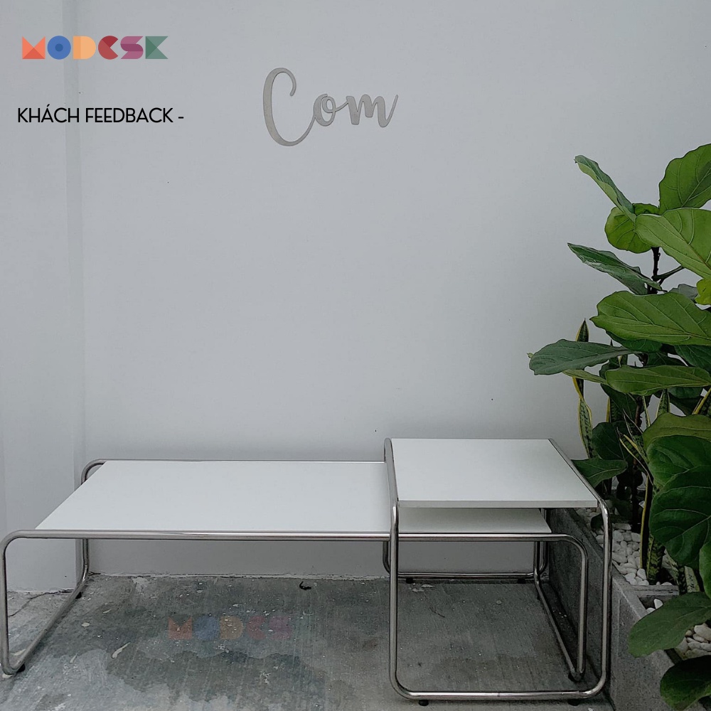 Bàn Sofa - Trà MODESK SS Sofa Long Table Black &amp; White (bộ 2 cái) Ván MFC Khung Inox 304 Nội Thất Phòng Khách Cafe Shop