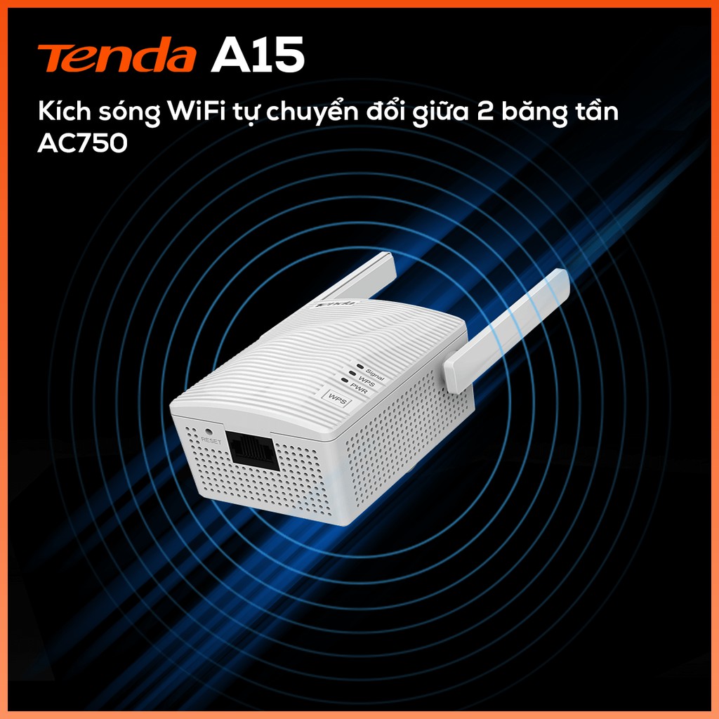 Tenda Bộ kích sóng Wifi A15 Chuẩn AC 750Mbps - Hãng phân phối chính thức