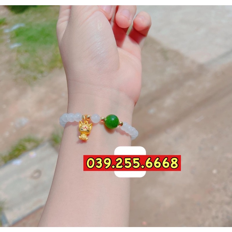 Vòng Tay Đá Mix Charm Tiểu Hồ Ly - Tặng Kèm Hộp Gấm