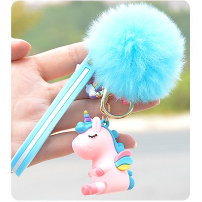 Móc khóa hình ngựa kỳ lân Unicorn - Có bông - Mon case