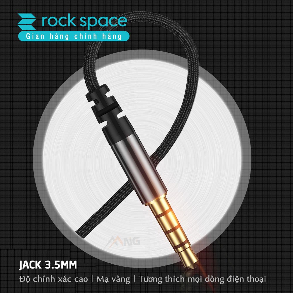 Tai nghe nhét tai có dây Rockspace Obsidian chân cắm 3.5 có mic nghe gọi hàng chính hãng bảo hành 1 năm