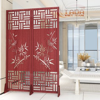 Vách bình phong gỗ di dộng họa tiết cây tre TADA (TD10)