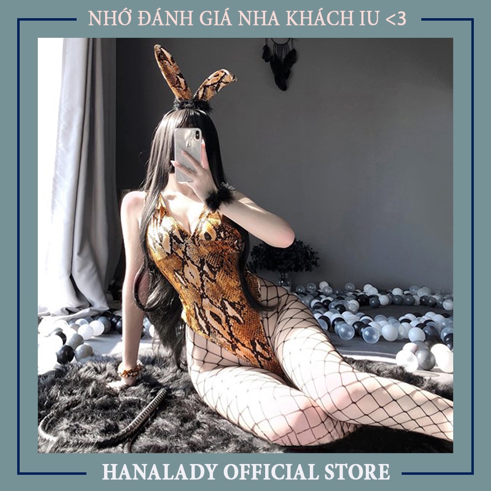 Cosplay sexy bodysuilts da báo tai thỏ đồ liền thân hóa trang quyến rũ gợi cảm C255