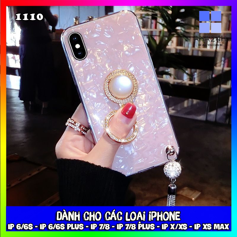 ỐP LƯNG IPHONE MẶT LƯNG LẤP LÁNH CÓ KÈM GIÁ ĐỠ VÀ MÓC TREO - ỐP DẺO (6/6 PLUS/6S/6S PLUS/7/7 PLUS/8/8 PLUS/X/XS) AH1110