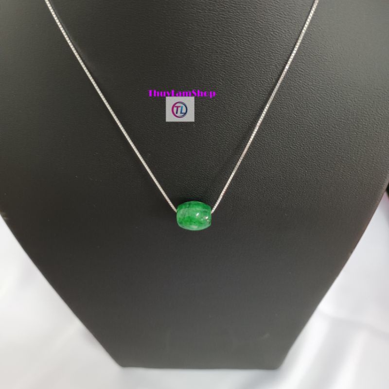 Vòng cổ dây chuyền bạc 925 vĩnh viễn bảo hành mix lu thống đá xanh đầu xuôi đuôi lọt