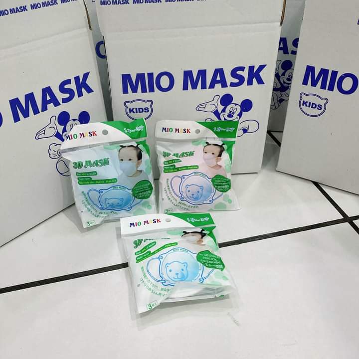 Sỉ Thùng 12 Sét Khẩu Trang Gấu Mio Mask Công Nghệ Nhật Túi 3 Cái Dành Cho Bé Sơ Sinh 1-3 tuổi