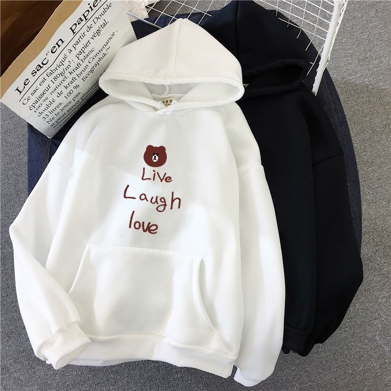 Áo hoodie nam nữ,áo khoác hoddie in gấu live laugh love