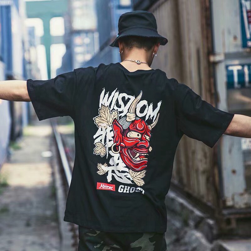 Áo thun ZATURO in hình mặt quỷ nhật. mẫu form rộng 70kg nam