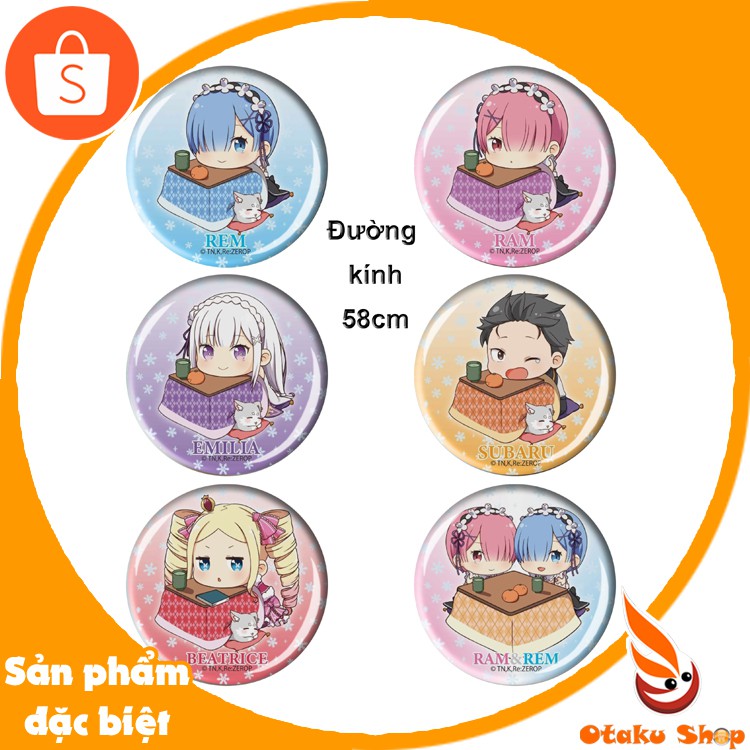 Set 6 Huy hiệu Anime Re:Zero kara Hajimeru Isekai Seikatsu  - Otakushop