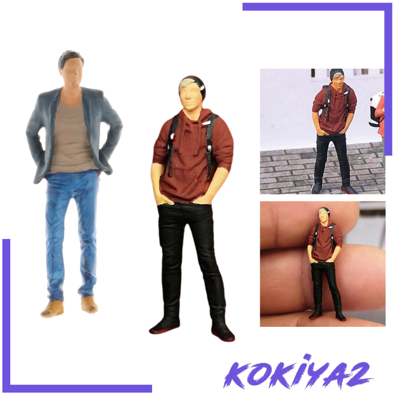 [KOKIYA2]2Pcs RM 1:64 Scale Resin Figures Backpacker Tourist Traveler Miniature Street