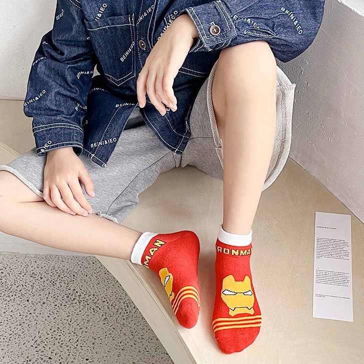 Set 5 Đôi Tất Cotton In Hình Siêu Anh Hùng Marvel Cho Bé