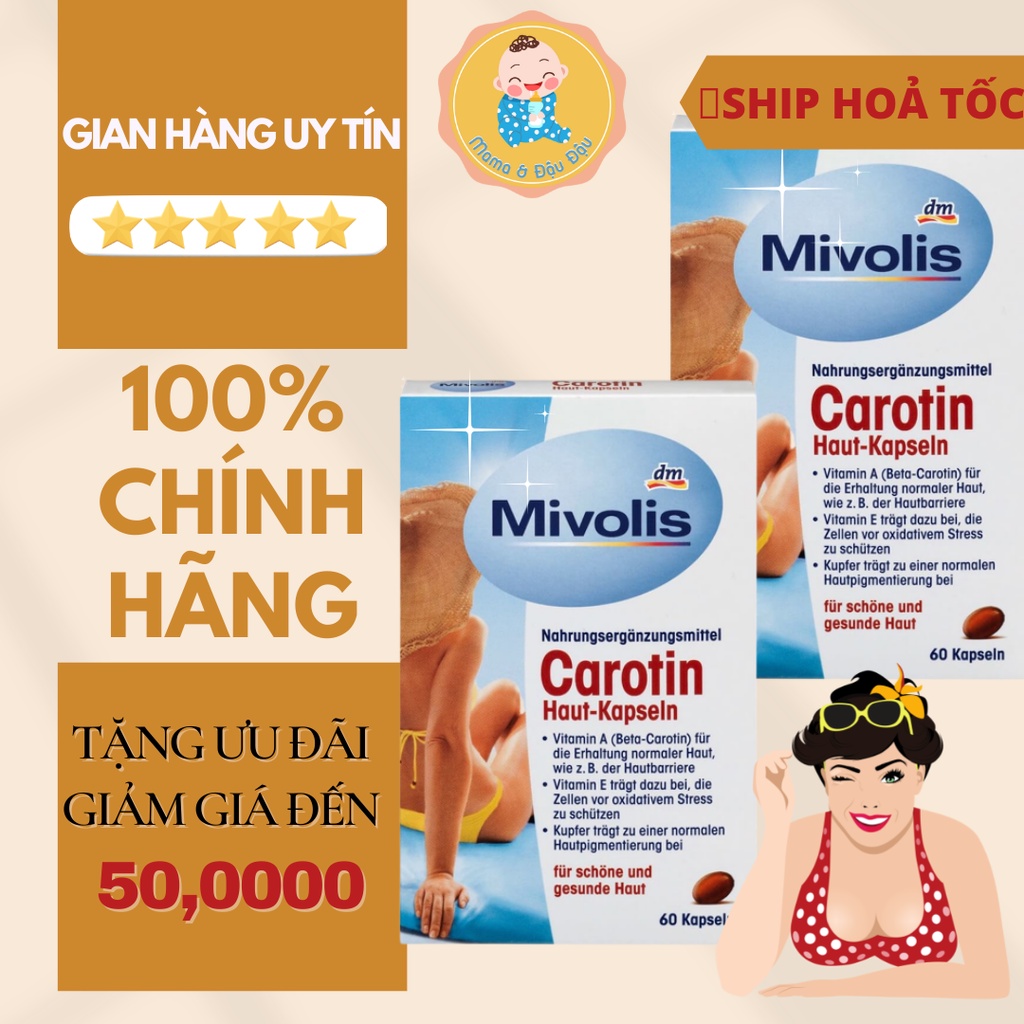 [CHÍNH HÃNG][ĐỨC] VIÊN UỐNG CAROTIN MIVOLIS C.H.Ố.N.G N.Ắ.N.G, S.Ạ.M D.A - MẪU MỚI NHẤT DATE XA 2024