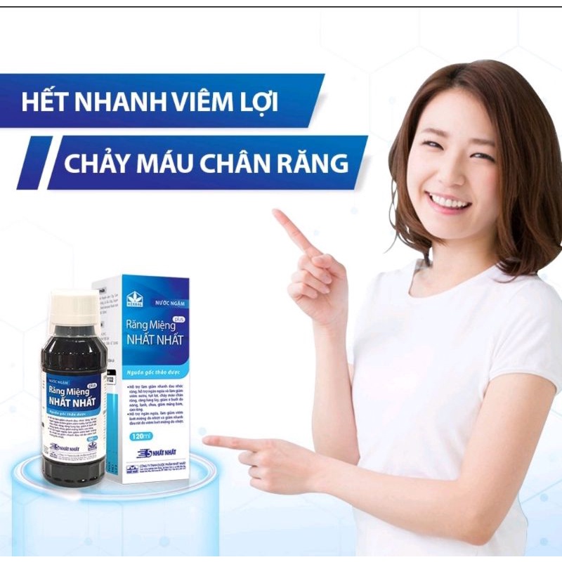 Nước ngậm răng miệng Nhất Nhất Plus - giúp giảm viêm nướu, tụt lợi, nhiệt miệng, sâu răng - chai 120 ml