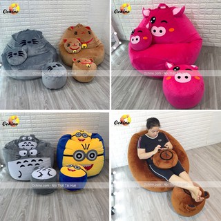 Combo Bộ Ghế Lười Hạt Xốp Hình Thú Siêu Xinh 💥(Gồm 3 Món Kèm Hạt Xốp)💥