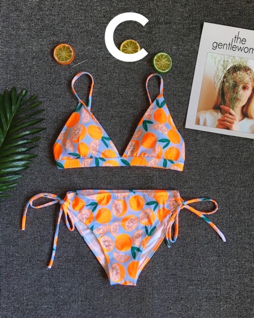 (Mẫu mới) bikini đồ bơi hoạ tiết cam dễ thương nhiều kiểu dáng