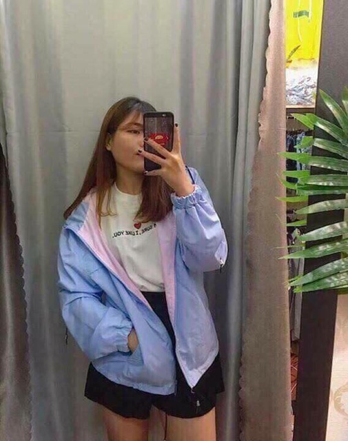 Áo gió xanh hồng