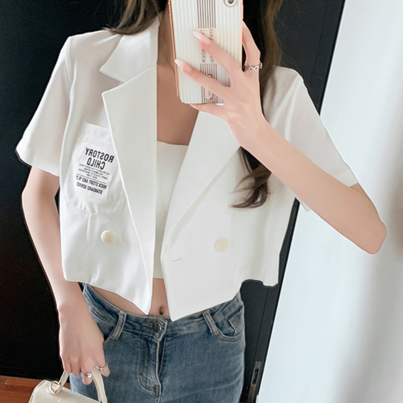 Áo Khoác Blazer Tay Ngắn Phong Cách Hàn Quốc Thanh Lịch