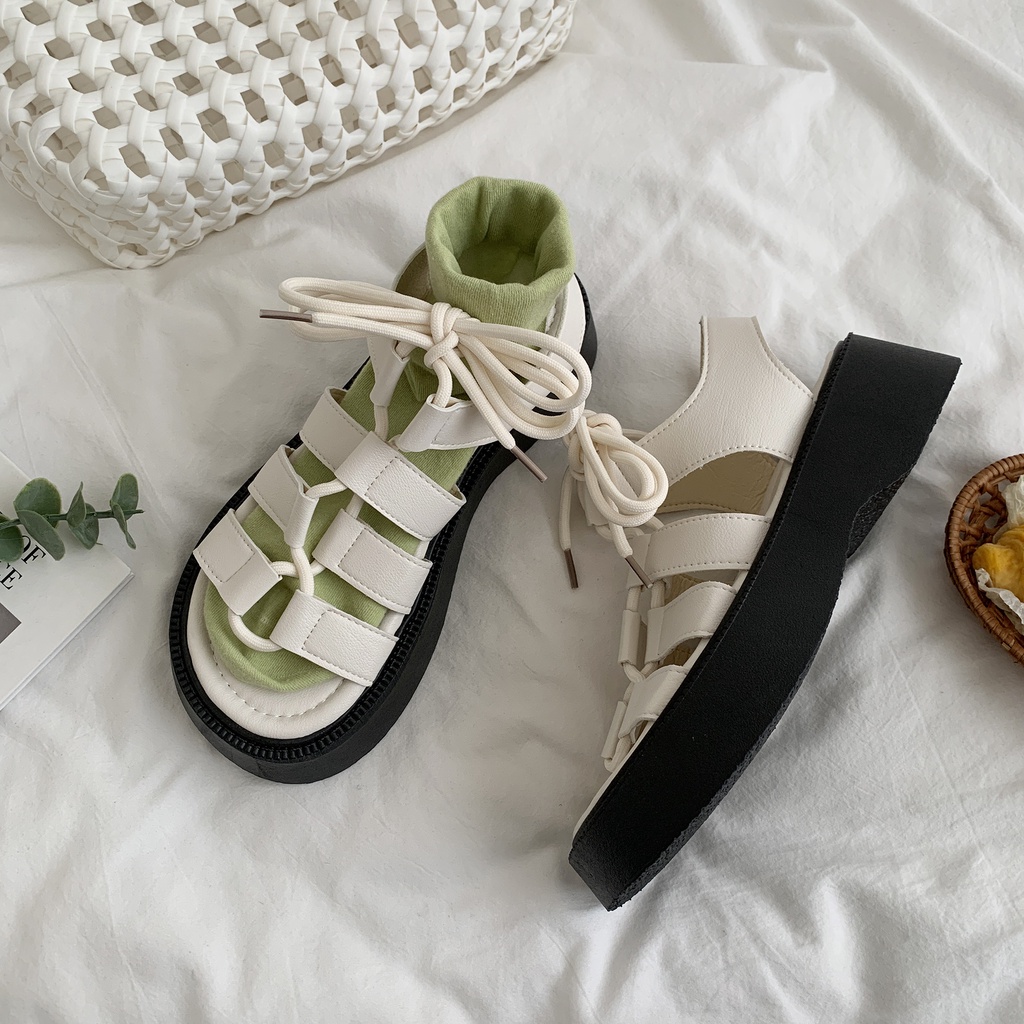 Xăng đan Đế Dày Thắt Dây Phong Cách Hàn Quốc Thời Trang Mùa Hè Hàng Mới Dành Cho Nữ 2022