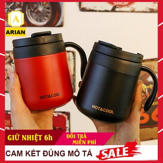 Cốc Giữ Nhiệt Đựng CAFE Có Tay Cầm Chất Liệu Inox 304 Cao Cấp Kiểu Dáng Hàn Quốc