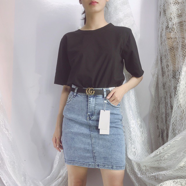 Chân váy jean ôm xẻ sau