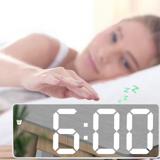 LED clock, Multi-function alarm clock, Mirror, Dimming, Voice control, Various styles to choose, Use AA battery/ USB power【lyfs】
