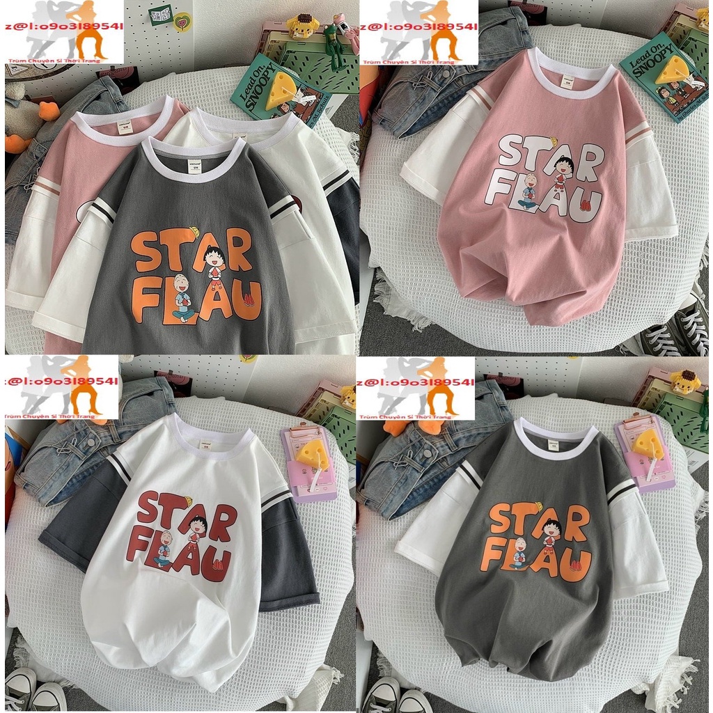 Áo thun bóng rổ unisex có tay áo như hình có chữ Star Flau - Trùm Chuyên Sỉ Thời Trang