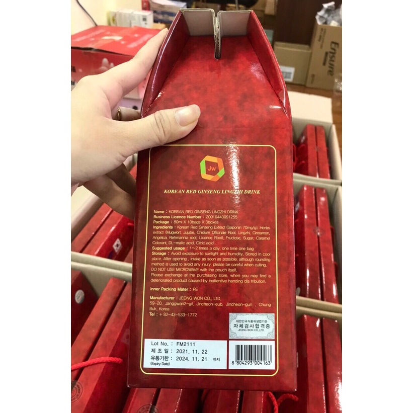 Nước hồng sâm linh chi Jeong Won hộp 30 gói x 80ml