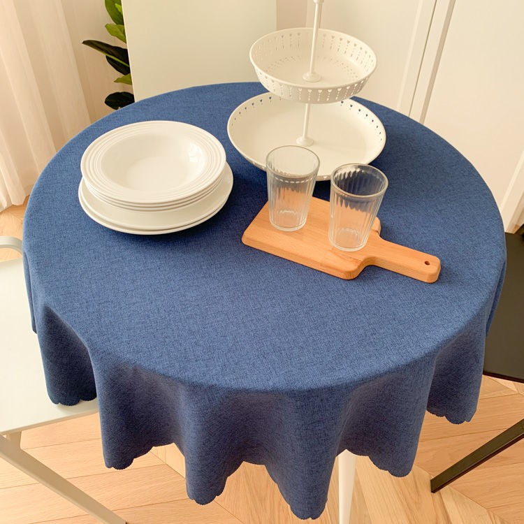 Bán trước♝✐Đơn giản và hiện đại Khăn trải bàn tròn màu tinh khiết không thấm nước chống dầu dùng một lần nhà hà