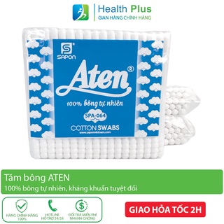 Bông ngoáy tai người lớn Aten chăm sóc tai mũi họng, đầu bông tự nhiên 100%, kháng khuẩn tuyệt đối