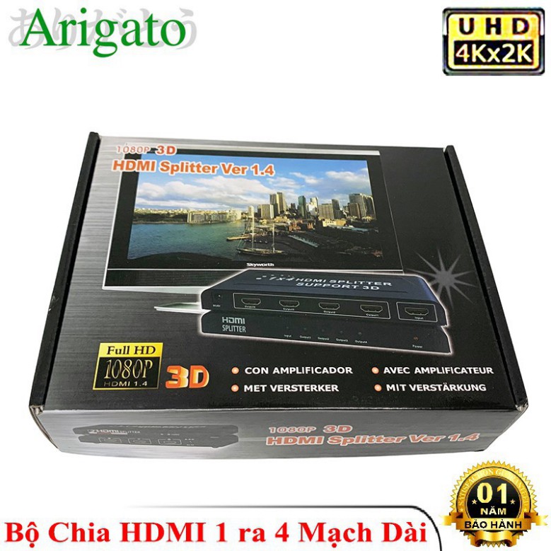 ✅✅✅ Bộ chia HDMI 1 ra 4 1080 2k 4K , HUB HDMI 1 ra 4 hỗ trợ 3D mạch dài ✅✅✅