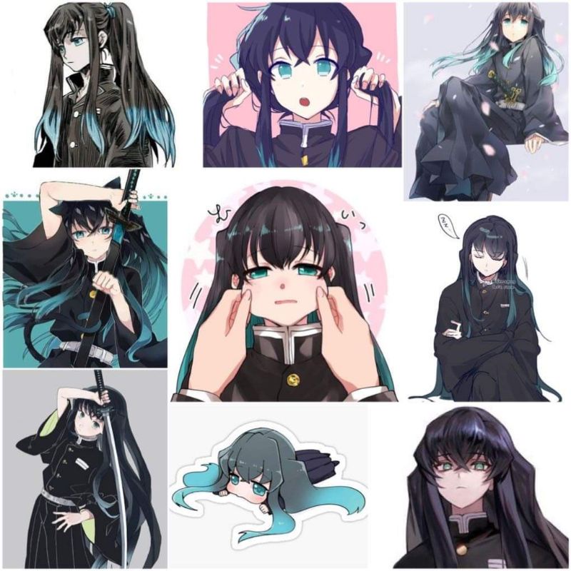 10-50 hình dán Stickers Muichirou Kimetsu No Yaiba decal