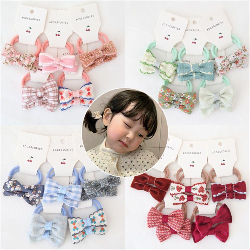 Set 10 Dây Cột Tóc Cao Su Co Giãn Đính Bóng Lông Sang Trọng Cho Bé Gái